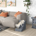 PawHut 4-Step Pet Stairs - Light Grey-Colour: Light Grey 