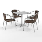 Flash Furniture – Table carrée de 27,5 po en aluminium avec 4 sièges en rotin, intérieur/extérieur (TLH28SQ020CHR4)-Aluminium/aluminium, plastique, rotin, acier inoxydable