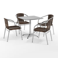 Flash Furniture – Table carrée de 27,5 po en aluminium avec 4 sièges en rotin, intérieur/extérieur (TLH28SQ020CHR4)-Aluminium/aluminium, plastique, rotin, acier inoxydable