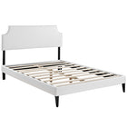 Modway Corene Vinyl Queen Platform Bed with Squared Tapered Legs - White-Fine Vinyl Upholstery
