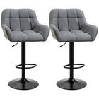 HOMCOM Adjustable Swivel Tufted Fabric Bar Stools - Grey - 2 Pack-Comes in a set of 2 to create a matching look
