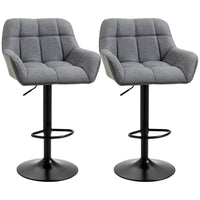HOMCOM Adjustable Swivel Tufted Fabric Bar Stools - Grey - 2 Pack-Comes in a set of 2 to create a matching look
