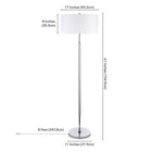 Hudson&Canal - Lampadaire Simone à 2 lumières avec abat-jour en tissu - Gris froid/nickel poli/blanc-Comprend un cordon de 8 pieds avec interrupteur à prise rotative