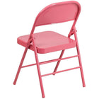 Flash Furniture HERCULES ColourBURST Series Bubblegum Pink Triple Braced & Double-Hinged Metal Folding Chair-18 Gauge Steel Frame
