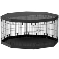 PawHut 8-Panel Foldable Dog Playpen with Bottom Pad & Top Cover - 30" H-Waterproof bottom fabric prevents moisture and ensures dry comfort