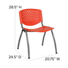 Flash Furniture HERCULES Series Plastic Stack Chair with Titanium Frame - Orange-Perforated Back allows air circulation