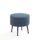 Manhattan Comfort - Bailey pouf capitonné en mélange de polyester style milieu du siècle 46 cm - bleu avec pieds noirs-Garantie limitée du fabricant de 30 jours