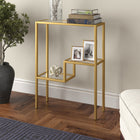 Hudson&Canal Lovett 22"W Console Table - Brass-Handcrafted brass finish is applied to the steel frame
