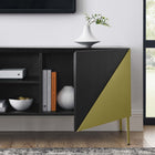 Modway Alchemist 72" TV Stand - Black Gold-Tapered Metal Legs