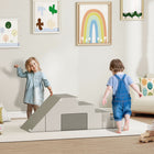 Qaba Soft Play Kids Foam Play Se for Crawl and Climb - Light Grey - Set of 2-Helps toddlers develop balance, coordination and strength 