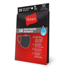 Hanes 3-Ply Reusable Face Masks - One Size - Black - 10 Pack-3-Ply 100% cotton, with Wicking cool comfort