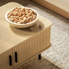 HOMCOM Coffee Table with Storage and Sliding Doors - Oak-Melamine coated surface is easy to clean and maintain