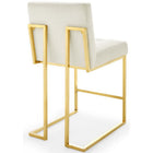 Modway - Privy Acier inoxydable doré Performance Velvet Tabouret de comptoir - Ivoire d’or-Capsules de pied non marquées