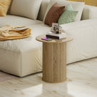 HOMCOM Round Side Table - Oak-Round design reduces sharp edges, ensuring safety for your family