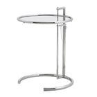 Plata Import Eileen Grey Table d'appoint ronde 20 po avec plateau en verre - Argent-Fabriqué en argent poli