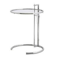 Plata Import Eileen Grey Table d'appoint ronde 20 po avec plateau en verre - Argent-Fabriqué en argent poli