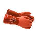 Atlas - Gant à manchette de 30 cm (12 po) avec double revêtement en PVC, adhérence optimale, doublure en coton tricoté, orange, taille M-Préhension Rugueuse