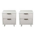 Manhattan Comfort Granville 18.11" Modern 2-Drawer Nightstand 2-Piece Set - White-Modern-Contemporary with a taste of Glam - Nightstand for Bedroom and Living Room Use. Set of 2
