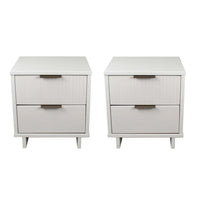 Manhattan Comfort Granville 18.11" Modern 2-Drawer Nightstand 2-Piece Set - White-Modern-Contemporary with a taste of Glam - Nightstand for Bedroom and Living Room Use. Set of 2