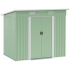 Outsunny Outdoor Garden Storage Shed with Lockable Doors - Light Green-Double doors with locks enhance security 