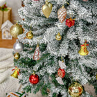 HOMCOM 7.5' Snow-Flocked Pencil Artifical Christmas Tree - Green-Flame-retardant branches for safety 