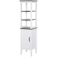 Kleankin - Armoire de rangement de salle de bain haute autoportante en MDF - blanc-Fabriqué en panneau MDF durable pour une utilisation à long terme   
