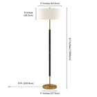 Hudson&Canal - Lampadaire Simone 2 lumières avec abat-jour en tissu - Noir mat/laiton/blanc-Nettoyer avec un chiffon doux et sec, sans produits chimiques agressifs ni produits de nettoyage abrasifs