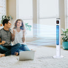 HOMCOM 46'' Tower Fan for Bedroom with 70° Oscillating and Remote Controller - White-12-hour timer allows you to schedule the cooling cycle while saving energy 