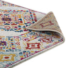 Modway Entourage Khalida Distressed Floral Lattice Area Rug - 8 ft W x 10 ft L - Ivory Blue Orange Yellow Red-High-Density / Machine-Woven