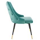 Modway Adorn Performance Velvet Dining Side Chair - Teal - 2 Pack-Black Tapered Legs