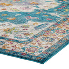 Modway - Success Médaillon vintage floral vieilli Anisah Tapis de 5 pi l x 8 pi L - Bleu Ivoire Jaune Orange-Haute densité / Tissé à la machine