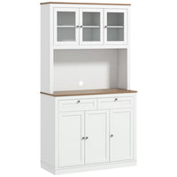 HOMCOM 71" H Pantry Cabinet with Microwave Space and Tall Kitchen Hutch - White-Eight compartments and two drawers maximize kitchen storage options 