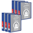 BAZIC Products 1" 3-Ring View Binder with 2 Pockets - Blue - 6 Pack-Hard Vinyl Cover
