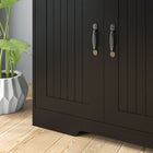 HOMCOM Modern 41.3" L Sideboard Buffet Cabinet with 4 Drawers and 2 Beadboard Doors - Black-Colour: Black