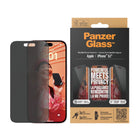 PanzerGlass Privacy Screen Protector for iPhone 15 - Black-Confidentiality privacy filter renders the display almost invisible