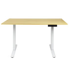 Ezywork - Bureau assis-debout électrique réglable en hauteur à double moteur de 140 cm (55 po) de long - Cadre blanc / Plateau en bois clair-Plateau de table monobloc 55" x 24" (140 cm x 60 cm)