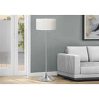 Monarch Specialties 9681 61"H Floor Lamp - Silver Metal, Ivory/Cream Shade-This fashionable and trendy lighting solution not only serves to illuminate but also acts as a stunning decorative accent, effortlessly enhancing your interiors while providing ambient light to create a warm and inviting atmosphere