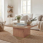 HOMCOM Square Coffee Table with Thick Top - Natural Wood-Scratch-resistant melamine finish ensures effortless cleaning and maintenance