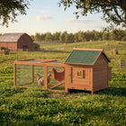 PawHut 72" Chicken Coop, Wooden Hen House Poultry Cage for 2 Chickens-Made from solid fir wood with a waterproof roof for all-weather protection