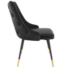 Modway Adorn Performance Velvet Dining Side Chair - Black - 2 Pack-Black Tapered Legs