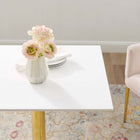 Modway Verne 28" Square Dining Table - Gold White-White Coating