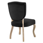 Modway Array Vintage French Performance Velvet Dining Side Chair - Black-Weathered Wood Saber Legs