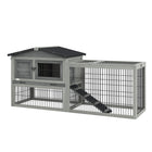 PawHut Wooden Rabbit Hutch with Ramp, Openable Roof and Pull-out Tray - Light Grey-Suits for rabbit, bunny, guinea pig or other small animals 
