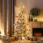 HOMCOM - Arbre de Noël artificiel floqué de 6 pi avec lumières jaune-Pulvérisé de neige artificielle pour ajouter une apparence hivernale  