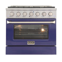 Kucht 36" KNG Series Pro Style Natural Gas Range - Stainless Steel/Blue-Cook and bake like a pro with the extra-large convection oven that offers 4.2 cu. ft. of capacity, a 5-rack configuration, and an extra-large viewing window