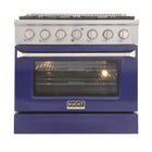 Kucht - 36 po Série KNG Cuisinière Pro Style au gaz naturel - Acier inoxydable/Bleu-Cuisez et pâtissez comme un pro grâce au four à convection extra-grand offrant une capacité de 4,2 pi³, une configuration à cinq grilles et une vaste fenêtre d’observation