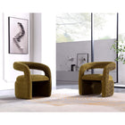 Manhattan Comfort - Lot de 2 chaises de salle à manger Corvette 28,7 po style mid-century moderne, revêtement en velours vert olive-Cadre en bois de pin séché au four avec assemblages à tourillons et coins renforcés