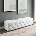 Modway Amour 72" Tufted Button Entryway Faux Leather Bench - White-Faux Leather Upholstery