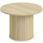 HOMCOM Round Coffee Table with Slatted Column Base - Natural Wood-Slatted column design with natural wood finish adds elegance and ensures robust stability