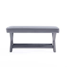 Manhattan Comfort - Abigail banc ottoman capitonné en velours style milieu du siècle 42,12" - gris-20,47 po L x 21 po l x 19,48 po H